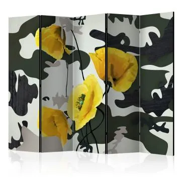 Parawan akustyczny Abstrakcje 225x172 cm 5-częściowy szary