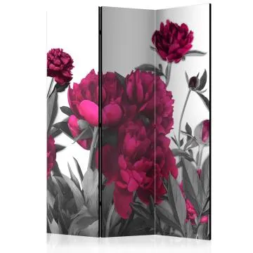 Parawan dwustronny Kwiaty 135x172 cm 3-częściowy fioletowy