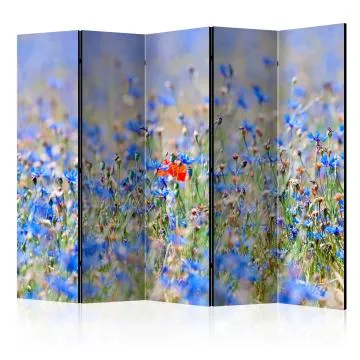 Parawan dwustronny Kwiaty 225x172 cm 5-częściowy wielokolorowy