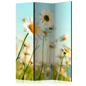 Parawan jednostronny Kwiaty 135x172 cm 3-częściowy biały