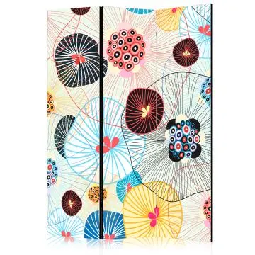 Parawan akustyczny Kwiaty 135x172 cm 3-częściowy wielokolorowy