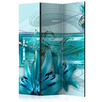 Parawan akustyczny Kwiaty 135x172 cm 3-częściowy biały