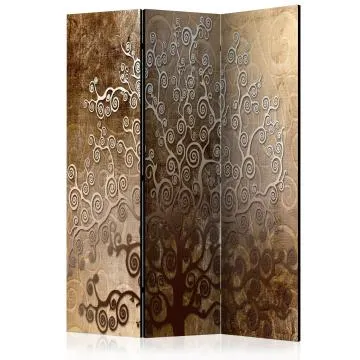 Parawan akustyczny Kwiaty 135x172 cm 3-częściowy brązowy