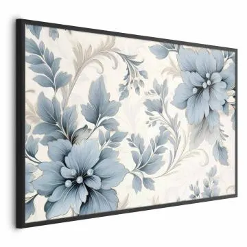 Plakat Turkusowe retro kwiaty 30x21 cm z ramą czarną bez marginesu
