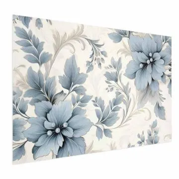 Plakat Turkusowe retro kwiaty 60x40 cm bez ramy bez marginesu
