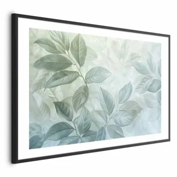 Plakat Miętowe liście 60x40 cm z ramą czarną z marginesem