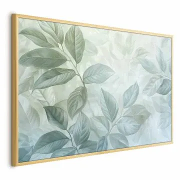 Plakat Miętowe liście 60x40 cm z ramą złotą bez marginesu