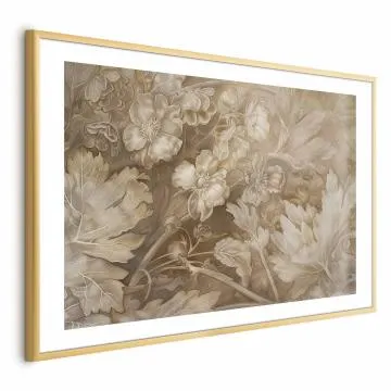 Plakat Ornamenty roślinno-kwiatowe 42x29,7 cm z ramą złotą z marginesem
