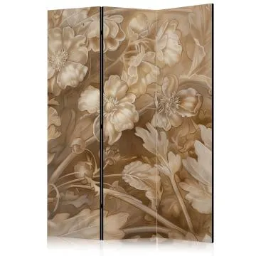 Parawan akustyczny Kwiaty 135x172 cm 3-częściowy beżowy