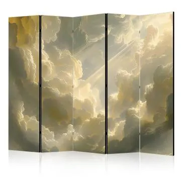 Parawan akustyczny Pejzaże 225x172 cm 5-częściowy żółty
