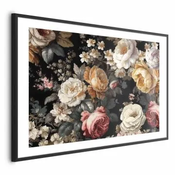 Plakat Kolorowe kwiaty 60x40 cm z ramą czarną z marginesem