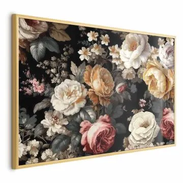 Plakat Kolorowe kwiaty 60x40 cm z ramą złotą bez marginesu
