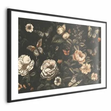 Plakat Rustykalny ogród 90x60 cm z ramą czarną z marginesem