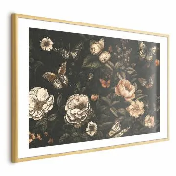 Plakat Rustykalny ogród 60x40 cm z ramą złotą z marginesem