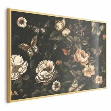 Plakat Rustykalny ogród 60x40 cm z ramą złotą bez marginesu