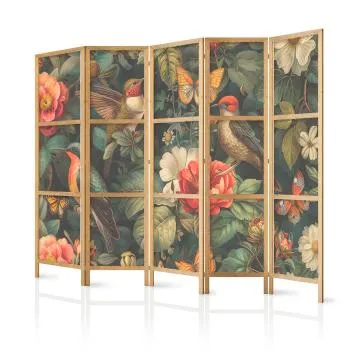 Parawan japoński Kwiaty 225x172 cm 5-częściowy beżowy