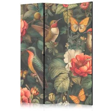 Parawan akustyczny Kwiaty 135x172 cm 3-częściowy szary