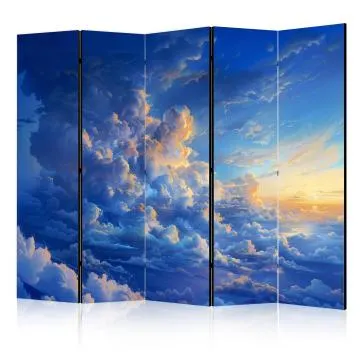 Parawan dwustronny Pejzaże 225x172 cm 5-częściowy niebieski