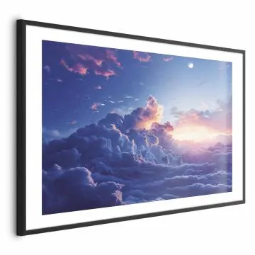 Plakat Nocne góry 90x60 cm z ramą czarną z marginesem