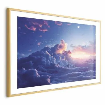 Plakat Nocne góry 42x29,7 cm z ramą złotą z marginesem