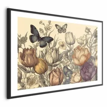 Plakat Kolorowe tulipany 60x40 cm z ramą czarną z marginesem