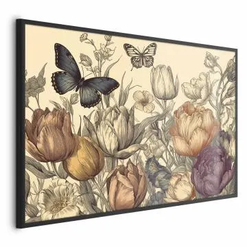 Plakat Kolorowe tulipany 60x40 cm z ramą czarną bez marginesu
