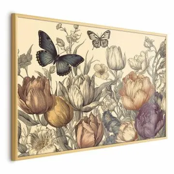 Plakat Kolorowe tulipany 60x40 cm z ramą złotą bez marginesu