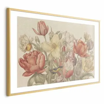 Plakat Bukiet 60x40 cm z ramą złotą z marginesem