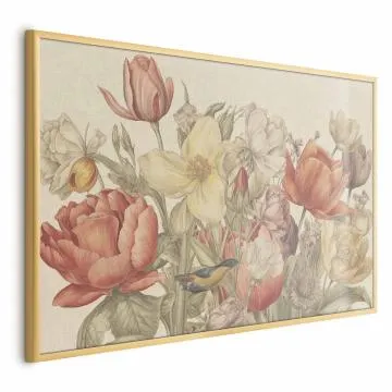 Plakat Bukiet 90x60 cm z ramą złotą bez marginesu