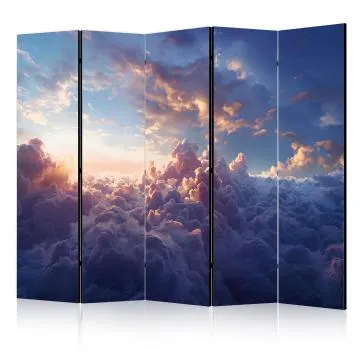 Parawan jednostronny Pejzaże 225x172 cm 5-częściowy niebieski