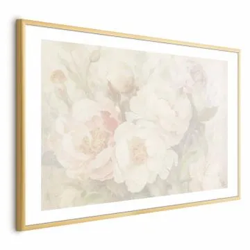 Plakat Piwonie we mgle 30x21 cm z ramą złotą z marginesem