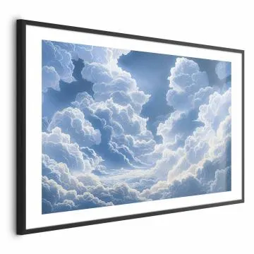 Plakat Niebo i puchate chmury 90x60 cm z ramą czarną z marginesem