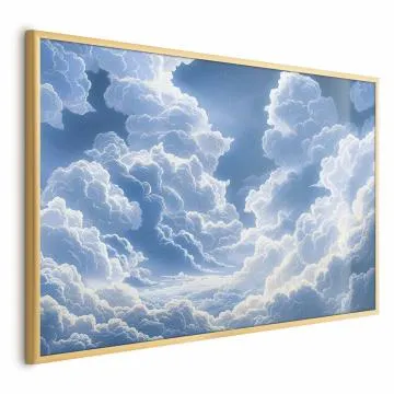 Plakat Niebo i puchate chmury 30x21 cm z ramą złotą bez marginesu