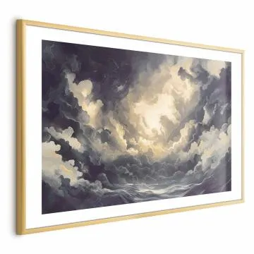 Plakat Gra światła 30x21 cm z ramą złotą z marginesem