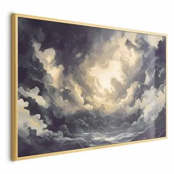 Plakat Gra światła 90x60 cm z ramą złotą bez marginesu