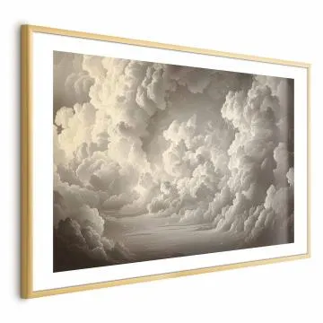 Plakat Miękka gra światła 42x29,7 cm z ramą złotą z marginesem