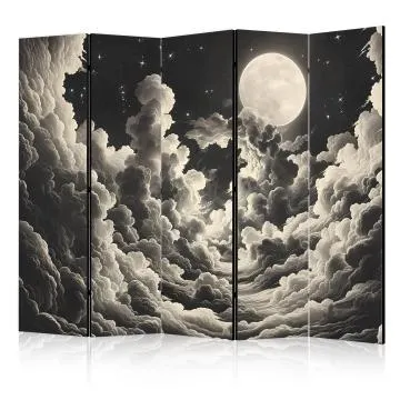 Parawan akustyczny Pejzaże 225x172 cm 5-częściowy biały
