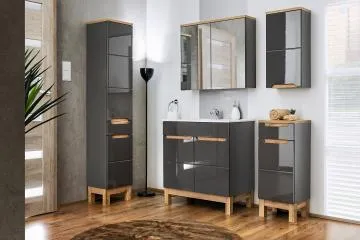 Szafka łazienkowa BALI 841 80 cm grafitowa z lustrem