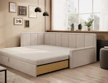 Sofa rozkładana z funkcją spania FULGEO beżowa lewa