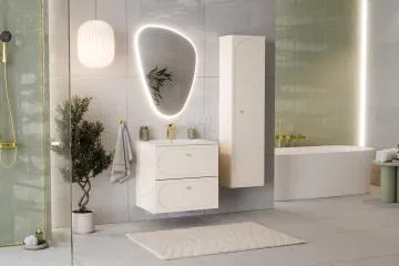 Szafka pod umywalkę DONNA SAND 2S 60cm beż piaskowy z umywalką wpuszczaną FLY