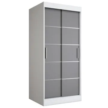 Szafa przesuwna MODUO COMFORT 90 biała mat/antracyt z listwami