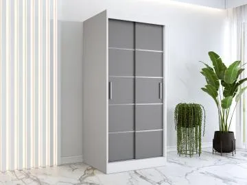 Szafa przesuwna MODUO COMFORT 90 biała mat/antracyt z listwami