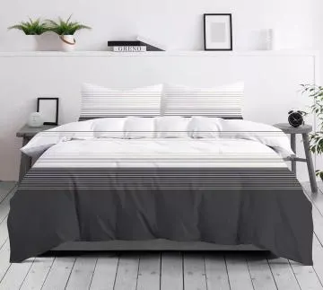 Pościel Bawełniana Greno Premium Bianco Nero 160x200 Czarna