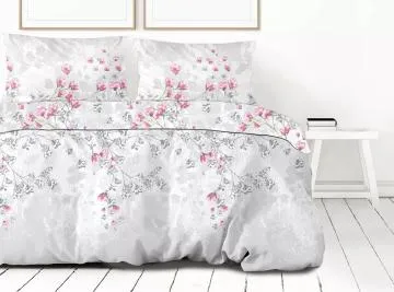 Pościel satynowa KYOTO GRAY 160X200 szara Premium