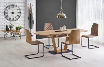 Stół BLACKY 160(220)x90 dąb złoty/czarny rozkładany