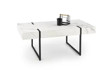 Ława BLANCA 110x60 biały marmur/czarna