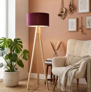 Lampa stojąca HOME 40 fioletowa/biała/sosna