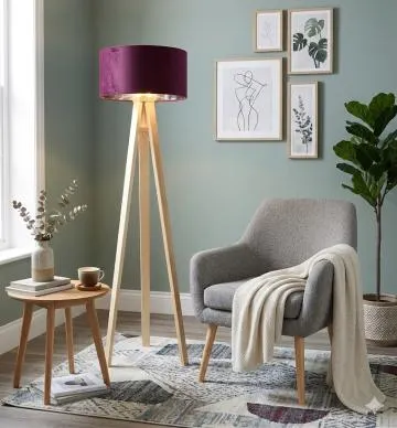 Lampa stojąca HOME 50 fioletowa/srebrna/sosna