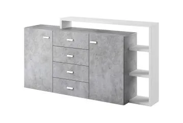 Komoda z nadstawką BOTA 2D4S 181 biała/beton colorado