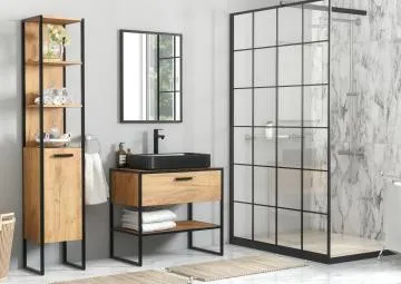 Szafka pod umywalkę BROOKLIN 827 90 cm dąb craft złoty